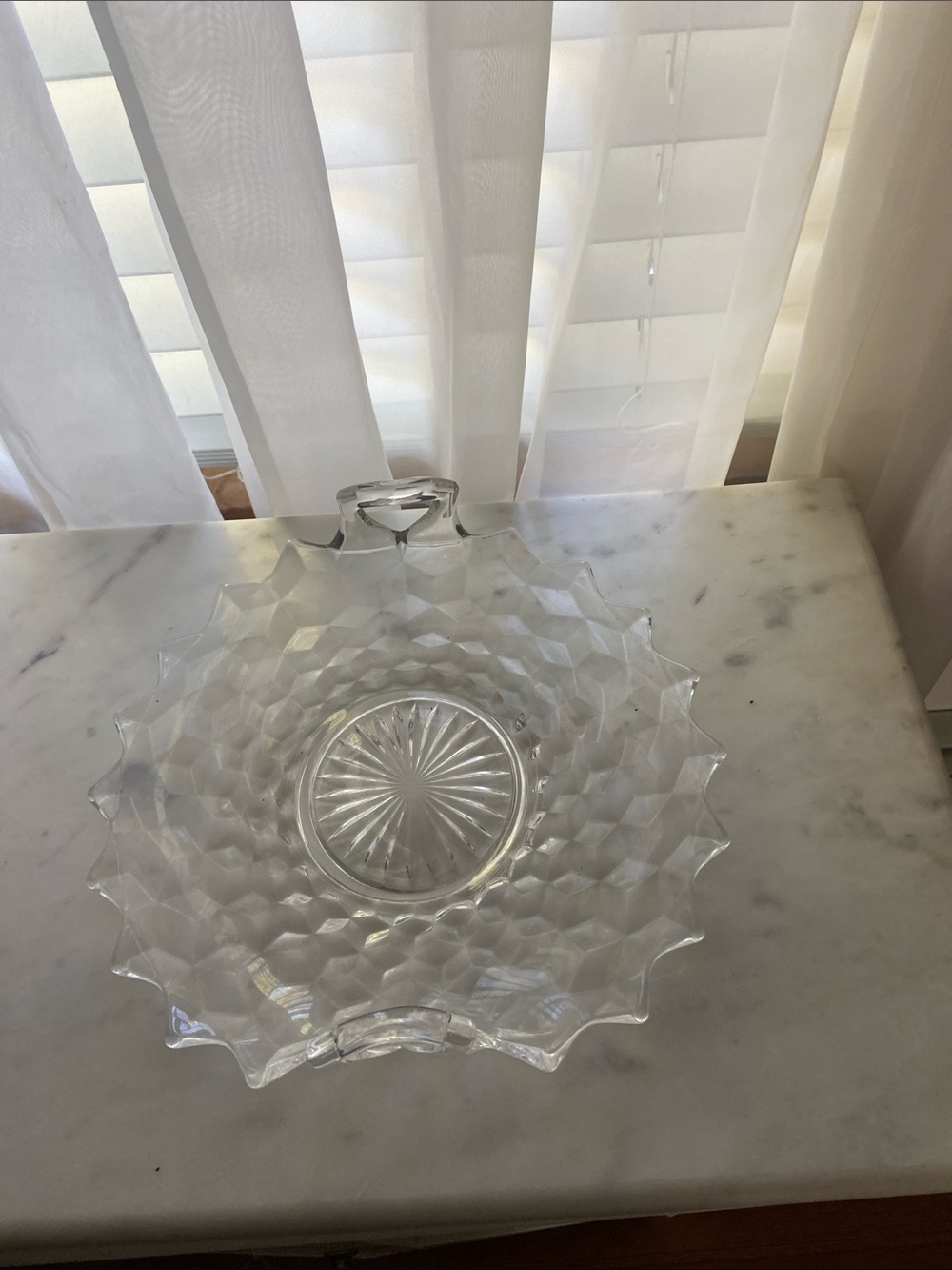 Cut Glass Serving Dish - Clear Crystal Look